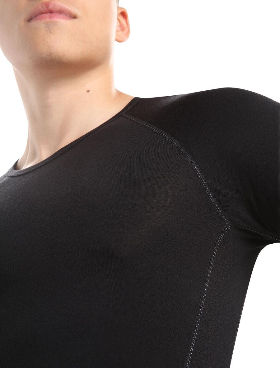 Black Icebreaker BodyfitZone™ Merino 150 Zone Long Sleeve Crewe Thermal Top Men's Base Layers | AU 1363TCEV